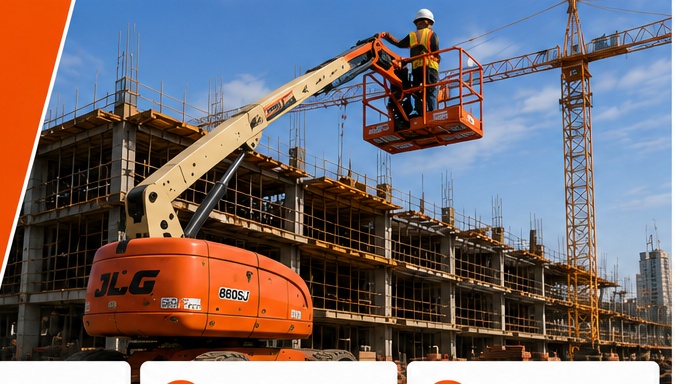 Travailleur de la construction sur une plateforme élévatrice