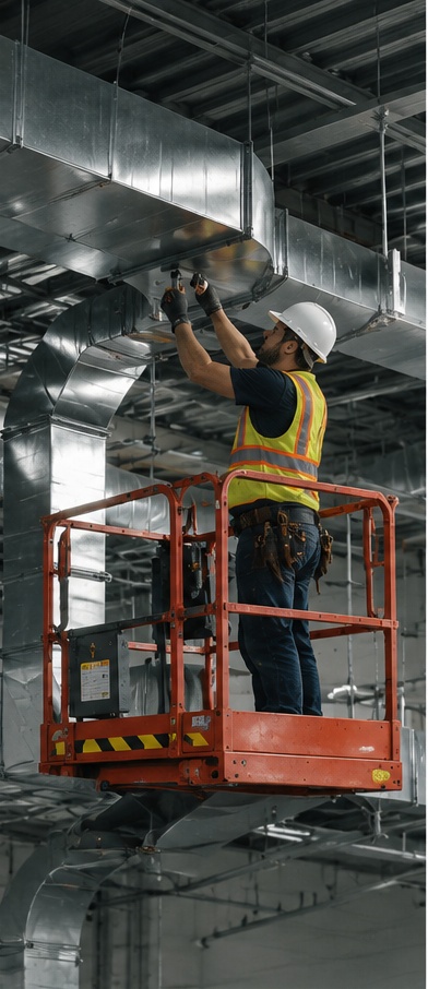 Technicien sur un chantier de construction